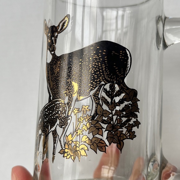 VTG Gold Deer Glass Mug - Picture 5 of 5